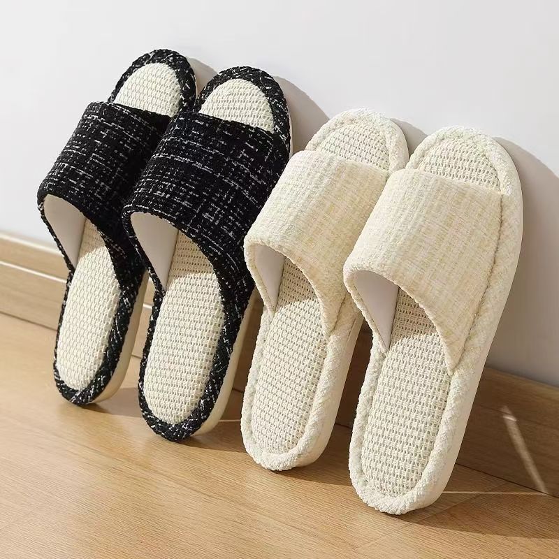 Indoor Summer Sweat Absorbing Cotton And Linen Slippers foto 4