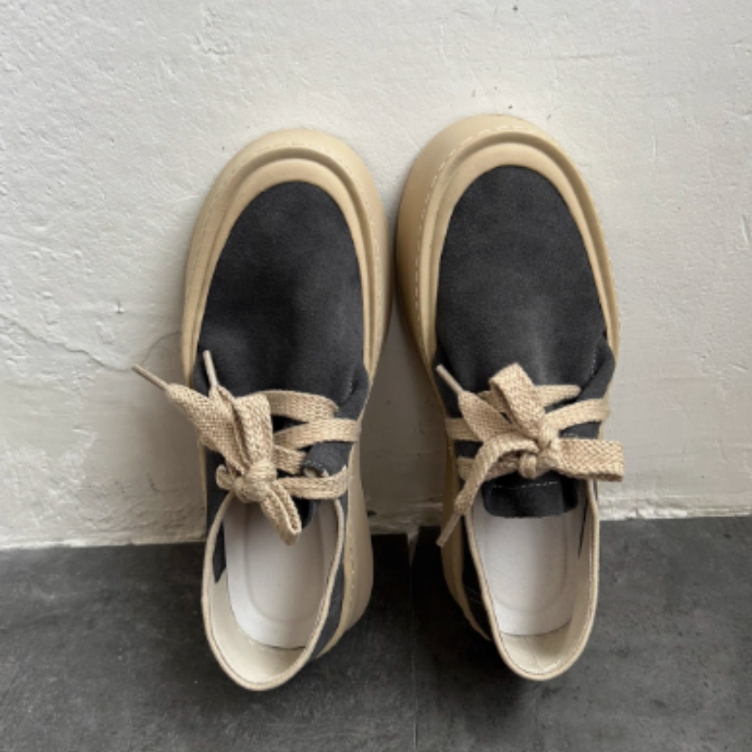 Japanese-style Retro Breathable Sneakers Men's Thick-soled Design Suede foto 2