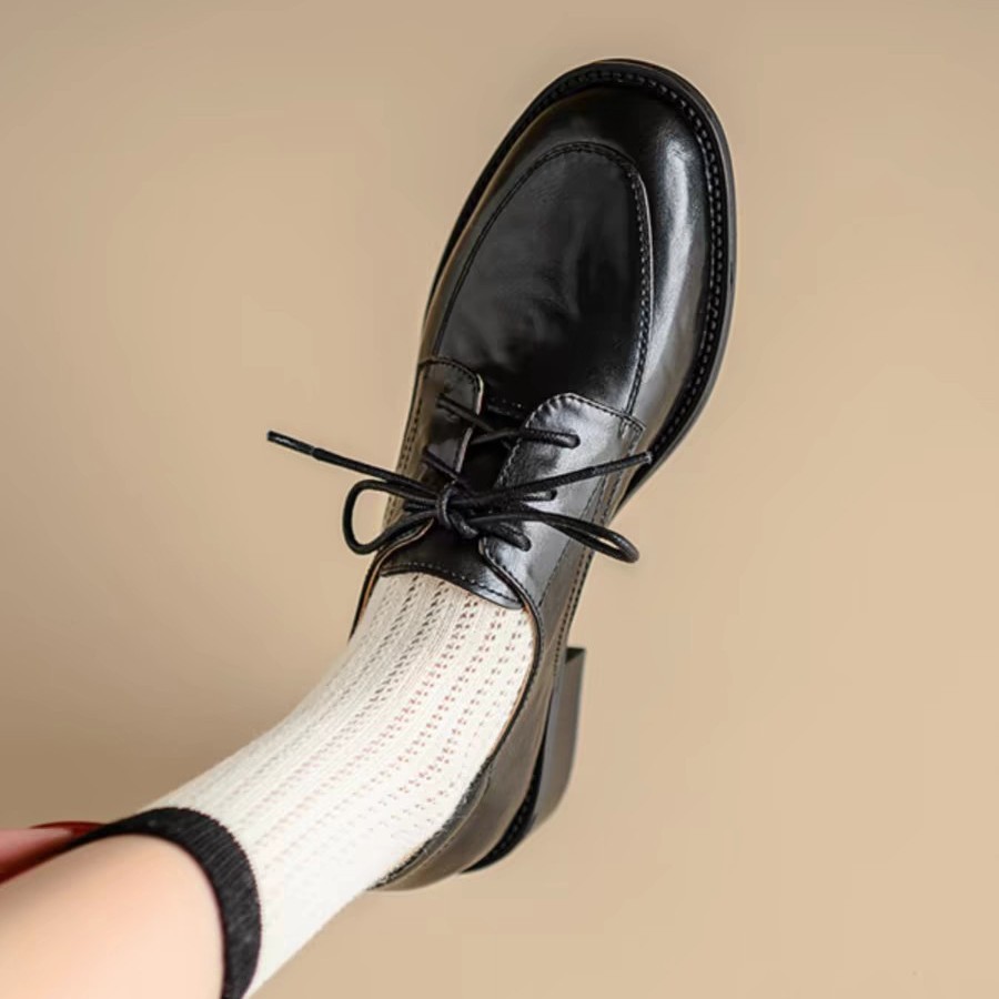 Womens Large-size Leather Shoes With A Round Toe And Cowhide Upper foto 5