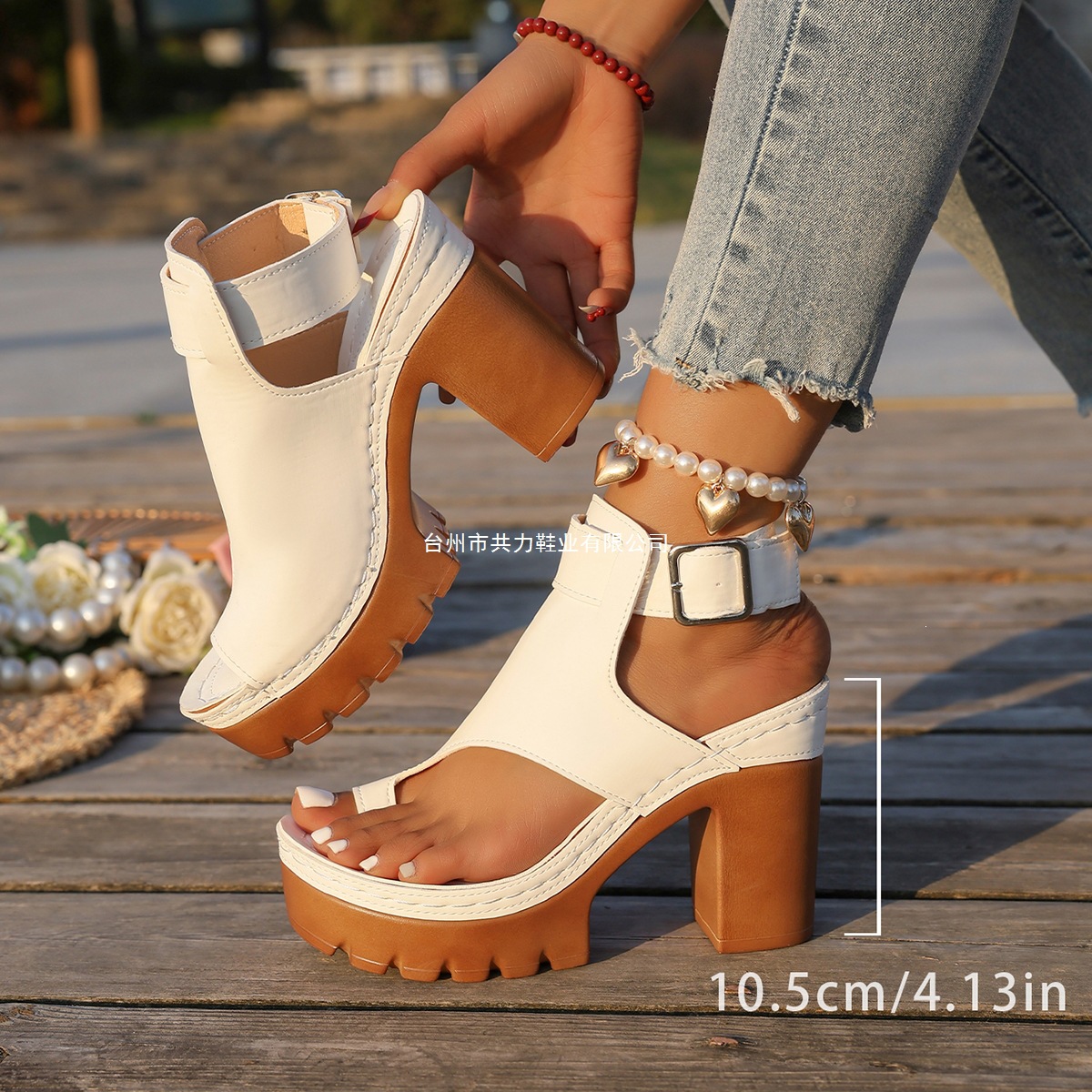 Chunky-heeled, Ultra-high-heel Peep-toe Womens Sandals foto 2