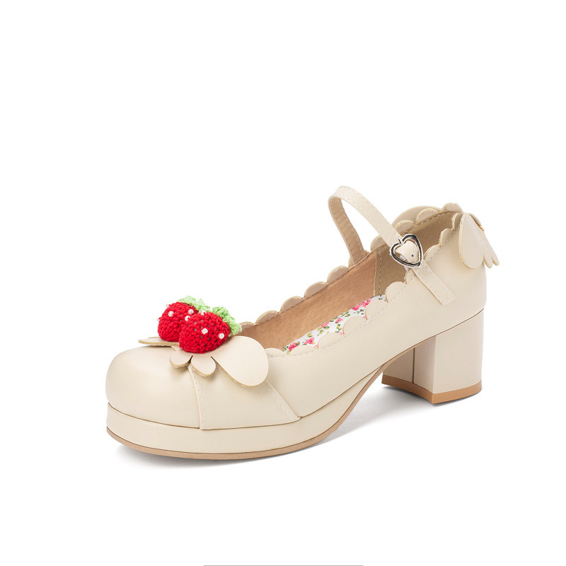 Retro Round Head Chunky Heel Mary Jane Shoes foto 5