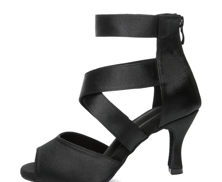 Skin-colored Women's Adult Sexy Fish Mouth Latin Cha-cha Dance Shoes foto 2
