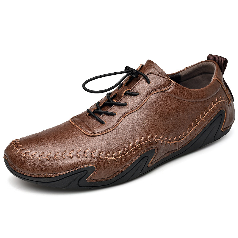 Leather Winter Warm Fleece-lined Convenient Elastic Buckle Leather Shoes foto 3