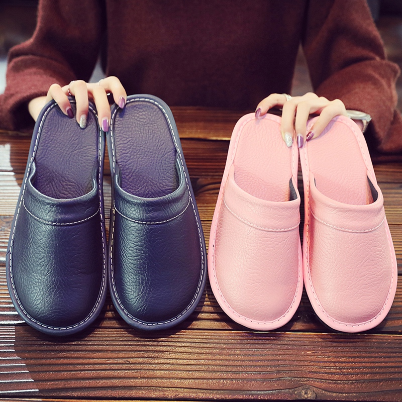 Home Leather Slippers Men's Plus Size Spring And Autumn Waterproof Platform foto 3