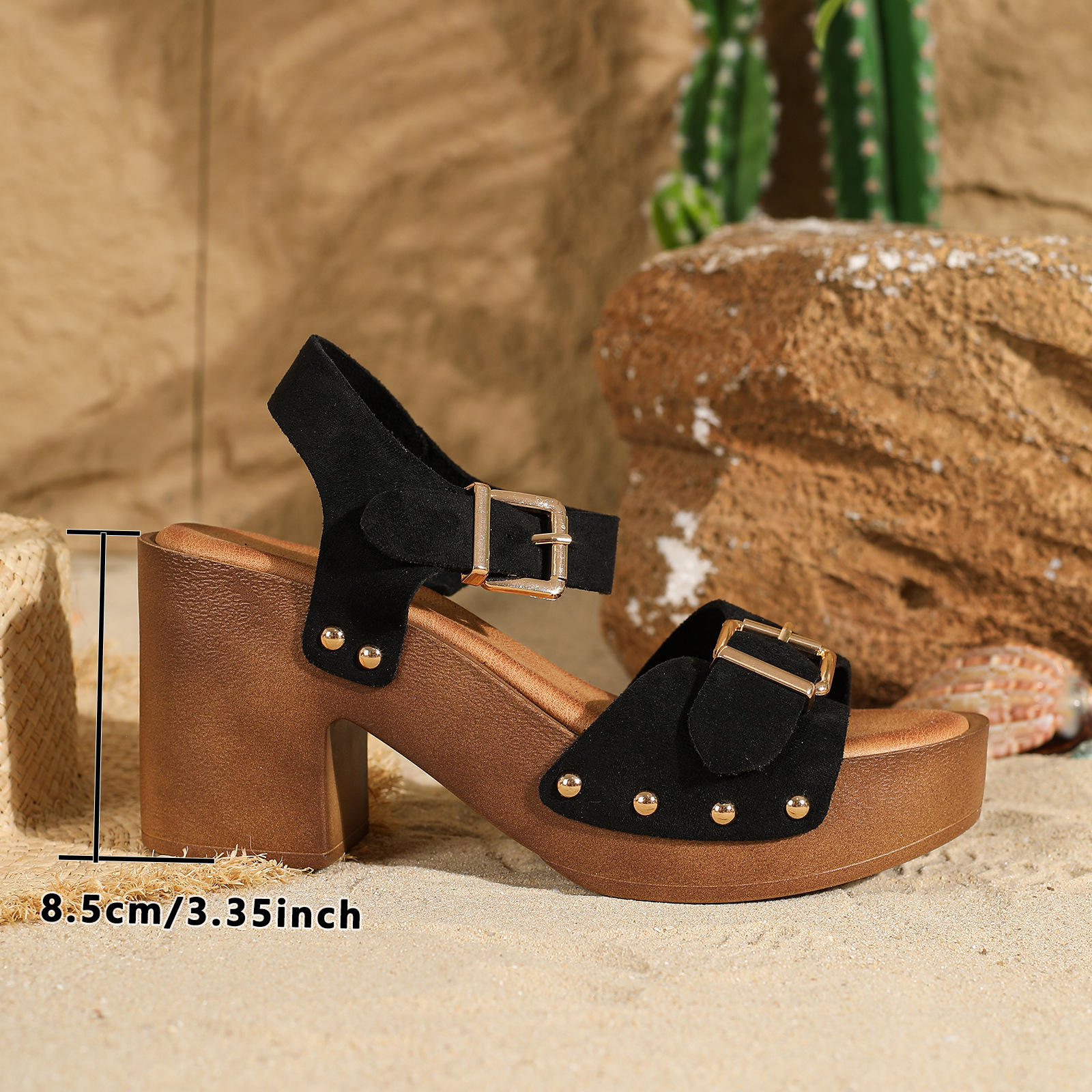 Womens Waterproof Platform Chunky-heel Sandals With A Strappy Bucklestylish And On-trend foto 3