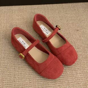 Low-cut French Vintage Suede Mary Jane Shoes Flat Shoes foto 3