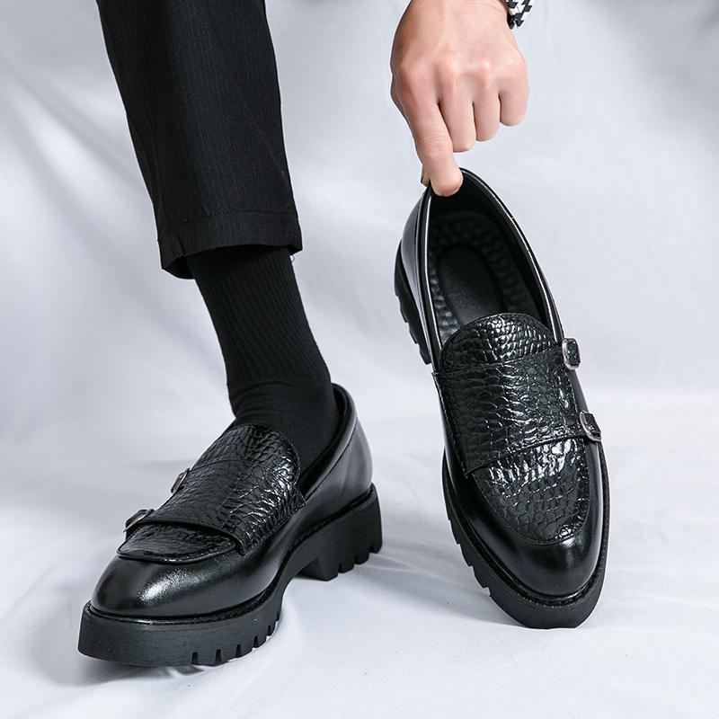 Slip-on Platform Height Increasing Men's Leather Loafers Shoes foto 5