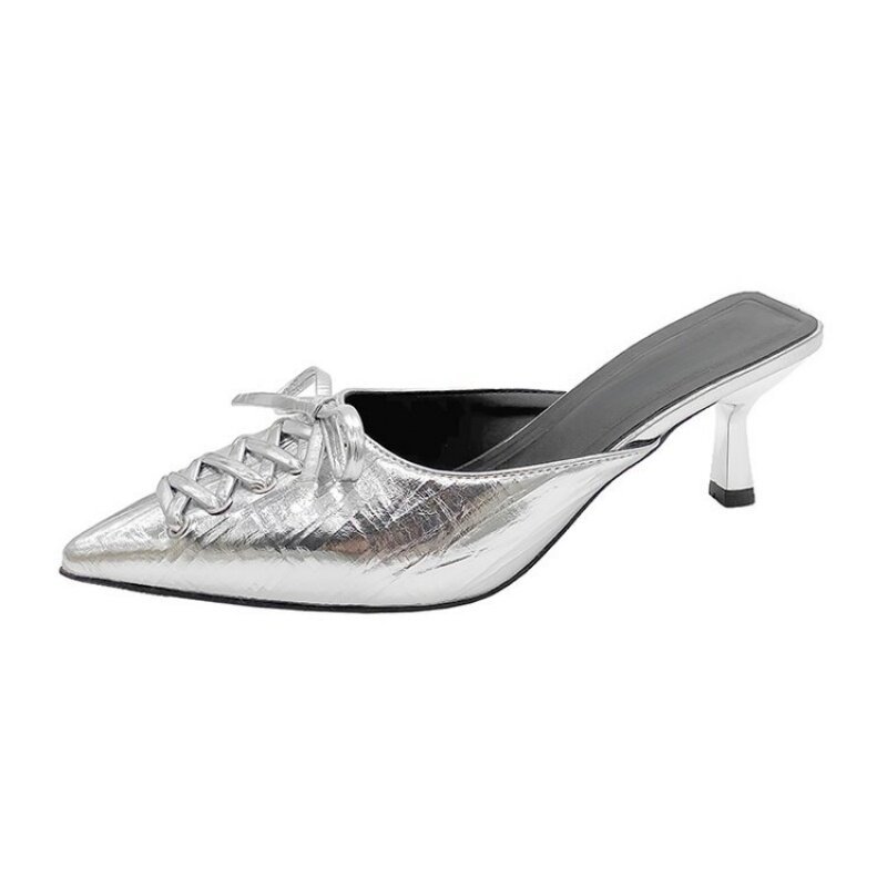 Pointed-toe Crossover French-style High-heeled Mules foto 5