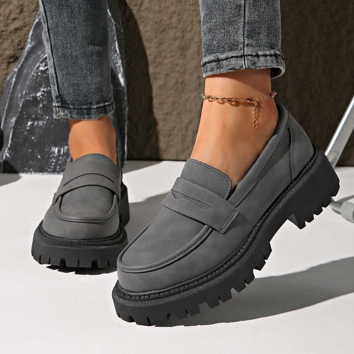British Style Low Heel Slip-on Low Cut Loafers foto 4