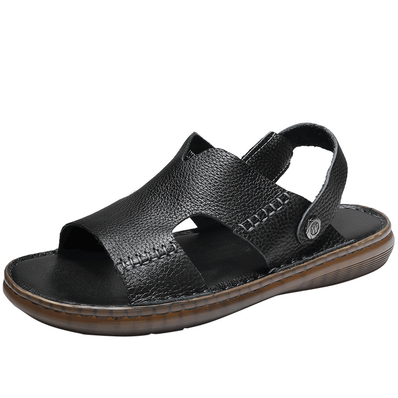 Men's Sandals Dual-use Cowhide Soft Bottom Beach Shoes foto 2