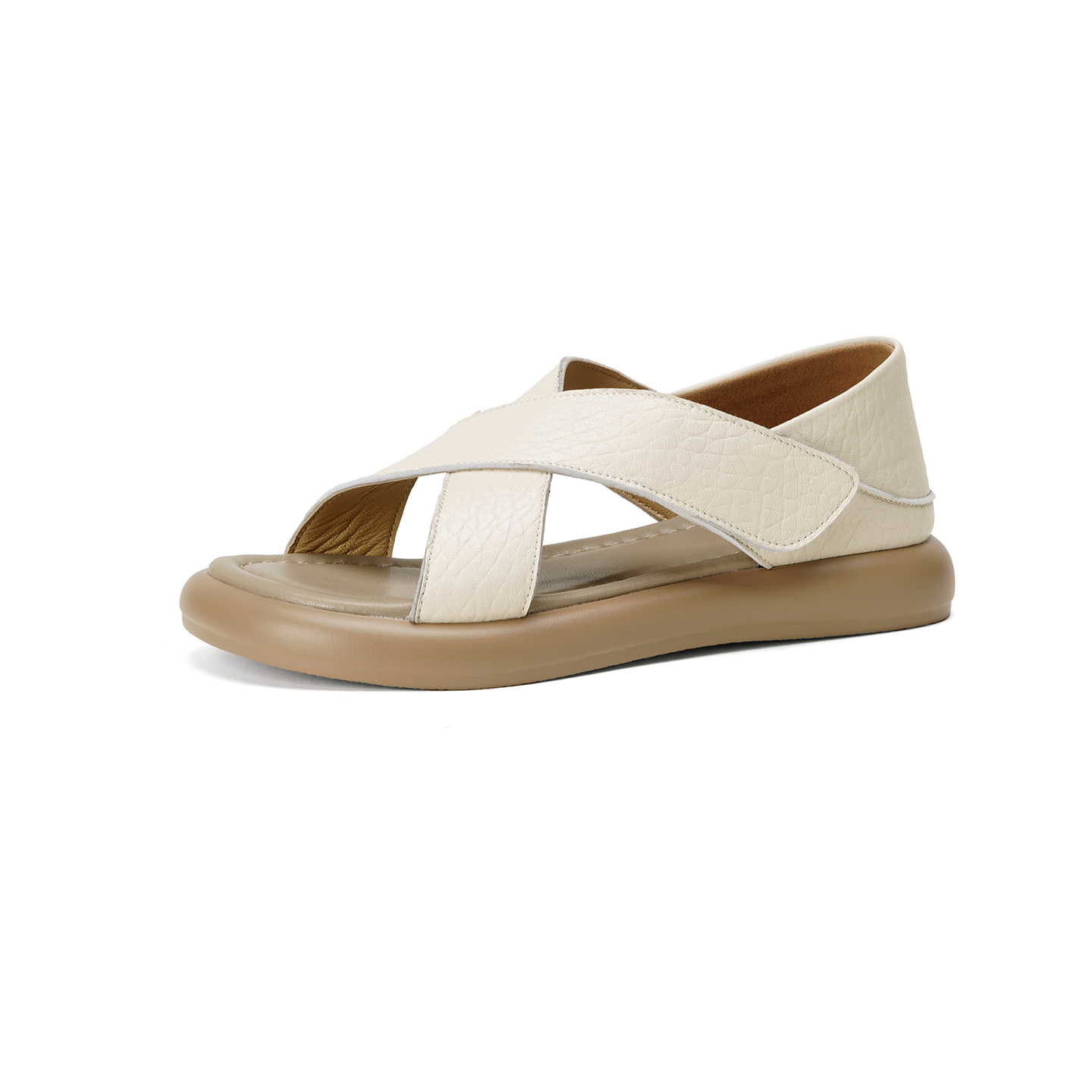 Women's Handmade Full-Grain Sheepskin Crisscross Strap Platform Sandals, Adjustable Flat Slingback Shoes foto 2