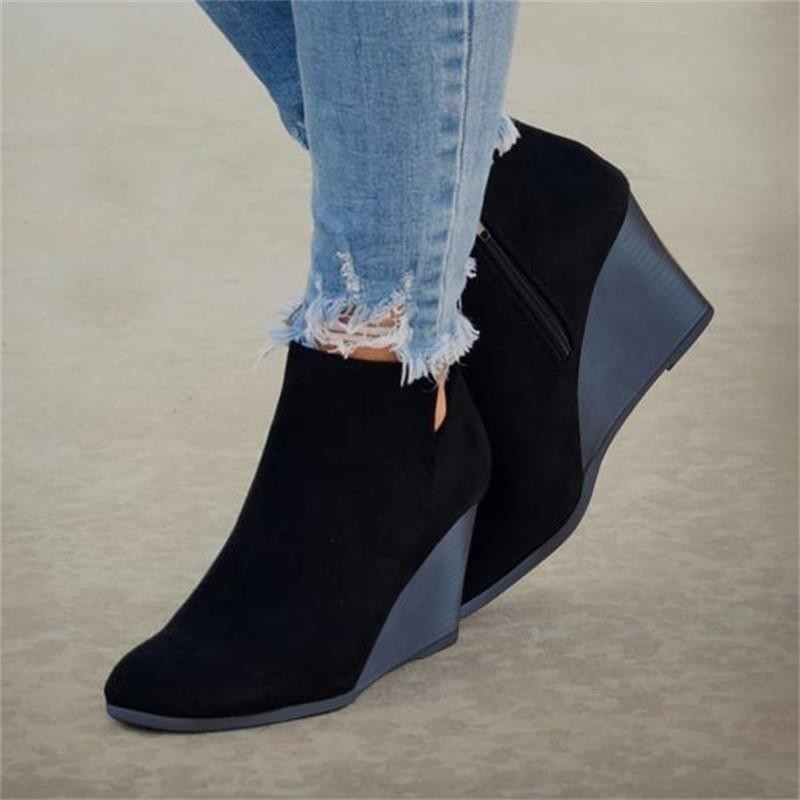 Wedge-heeled Suede Short Boots Autumnwinter Martin Style foto 4