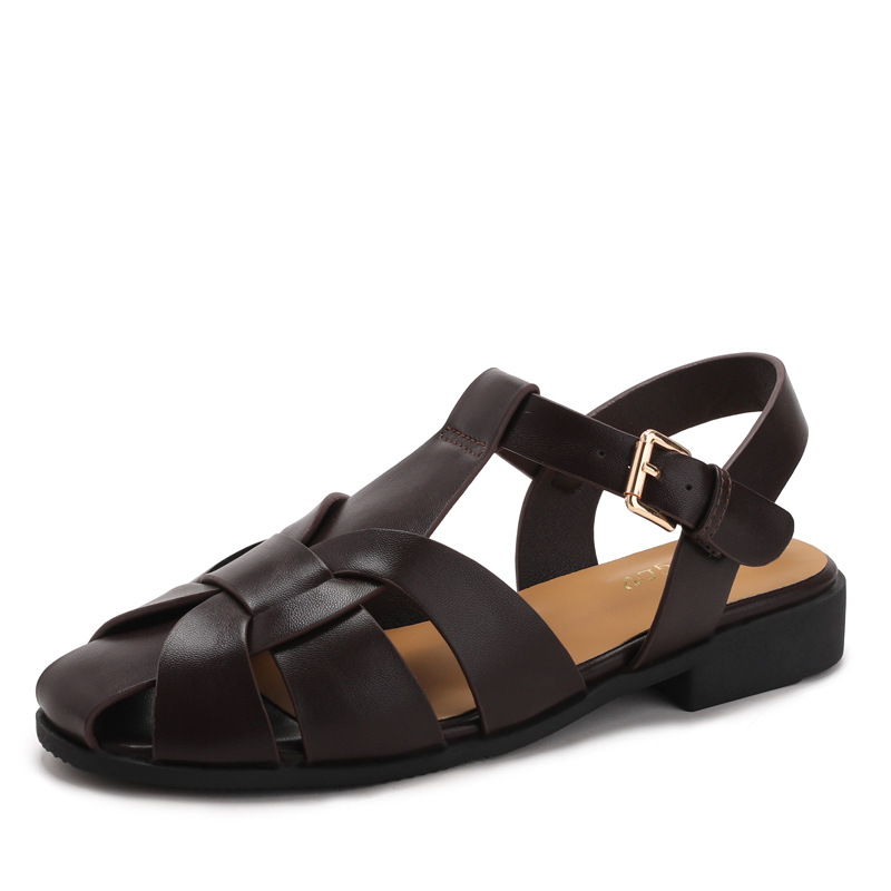 Baotou Woven Piggyback Strap Vintage Sandals New Style foto 5