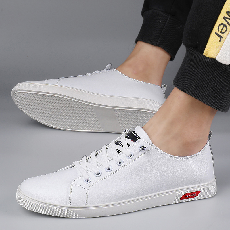 Men's Flat Low-top Cowhide Casual Leather Shoes foto 3