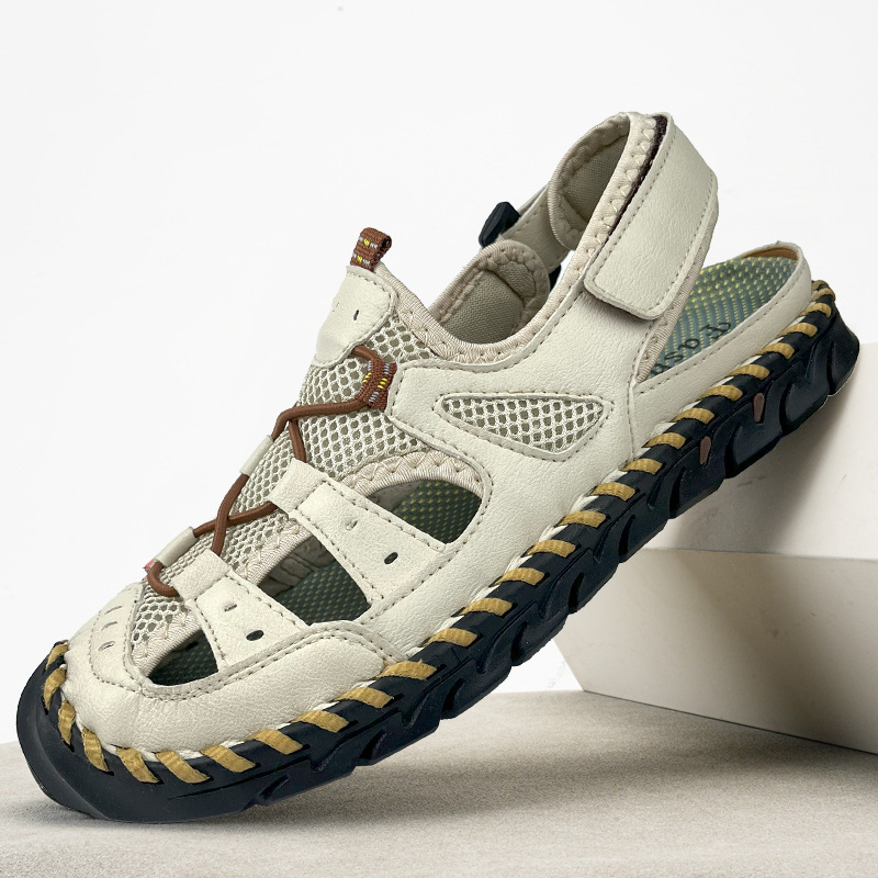 Genuine Leather Men's Sandals Air-permeable Beachwear Summer Casual foto 3
