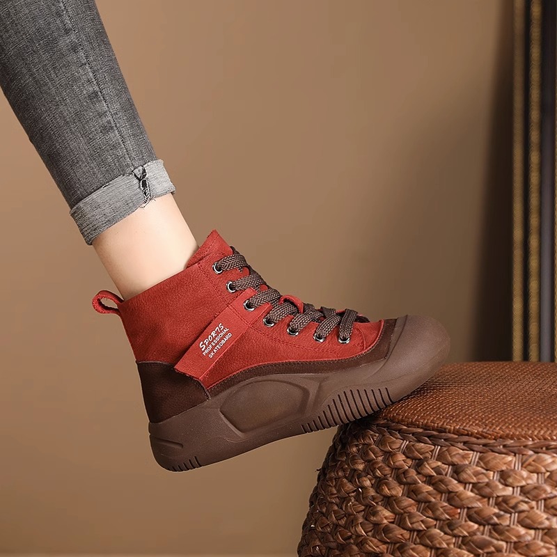 Womens High Top Casual Thick Soled Height Increasing Boots foto 2