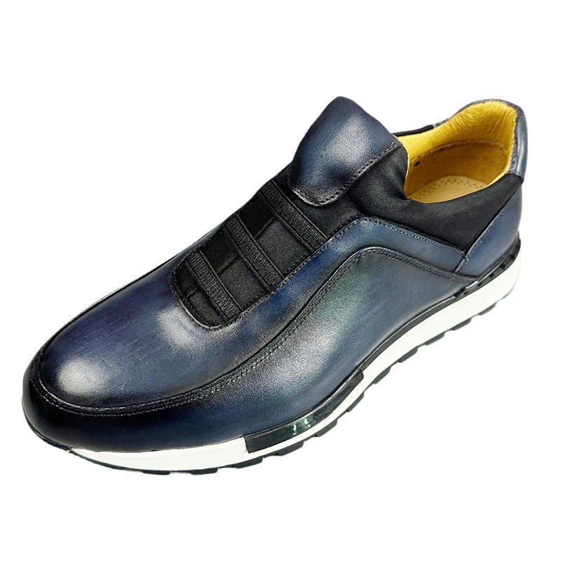 Round Head Genuine Leather Men's Shoes Fashion Casual Sneaker foto 4