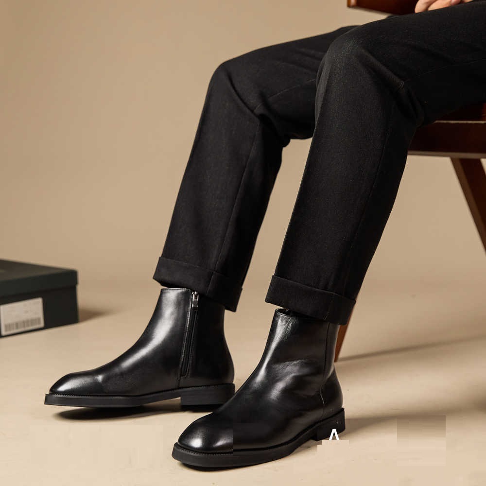 Men's Casual Square Toe Leather High-top Boots foto 3