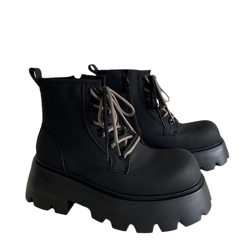 Martin Boots Height Increasing Lace-up Motorcycle High-top Leather Boots foto 5