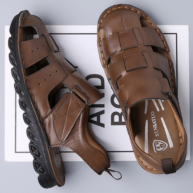 Men's Leather Sandals Soft Bottom Non-slip foto 4