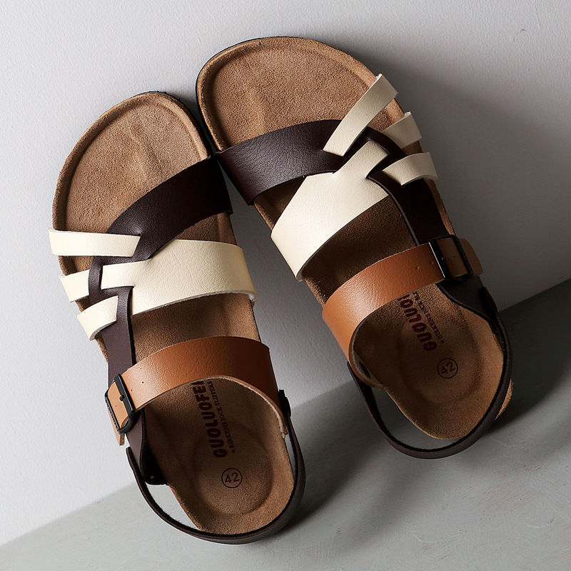 Men's Simple Hollow-out Flat Cork Slippers foto 3