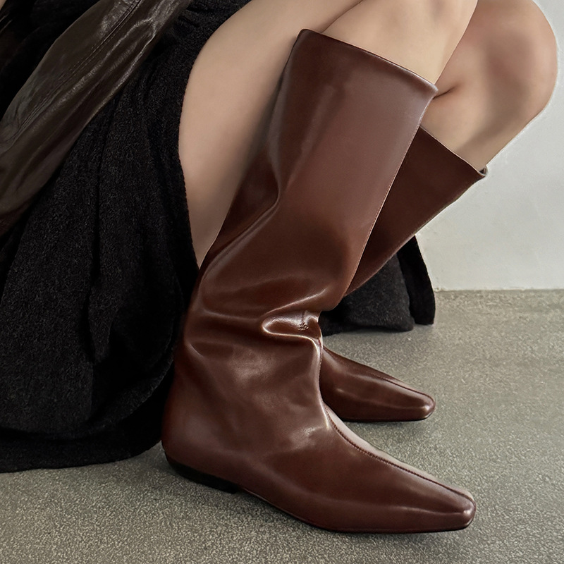 Women's Chunky Heel Straight Boots foto 3