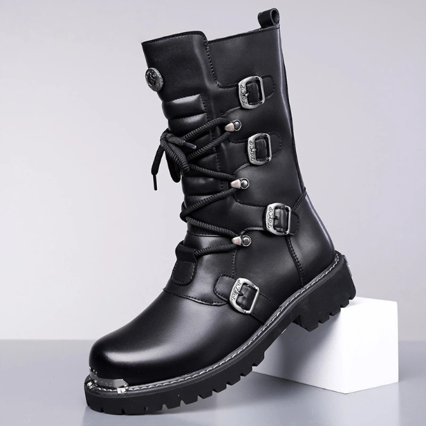 Autumn And Winter High-top Boots Men's Trendy Riding BootsBritish-style Denim Vintage Equestrian Boots foto 2