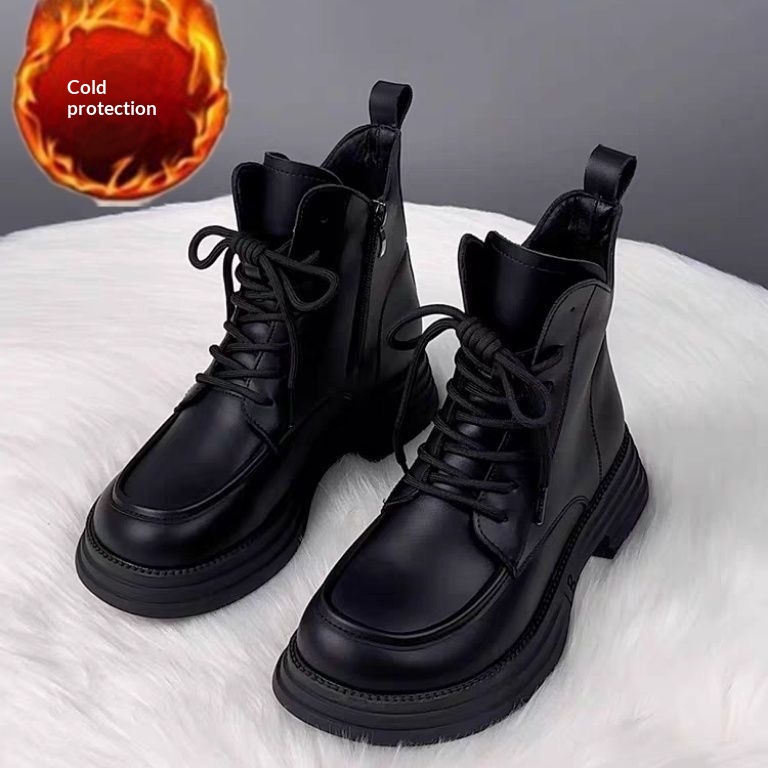 Womens All-Match Soft Leather Padded Dr Martens-Style Boots With Thick Sole For Warmth And Comfort foto 2