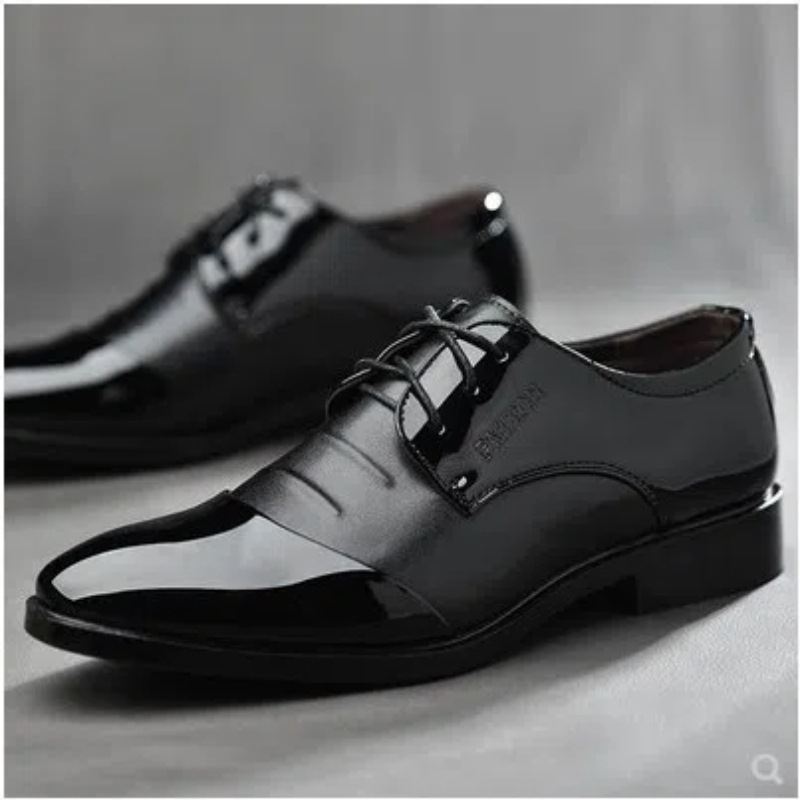 Men's Business Leather Shoes British Style Black foto 3