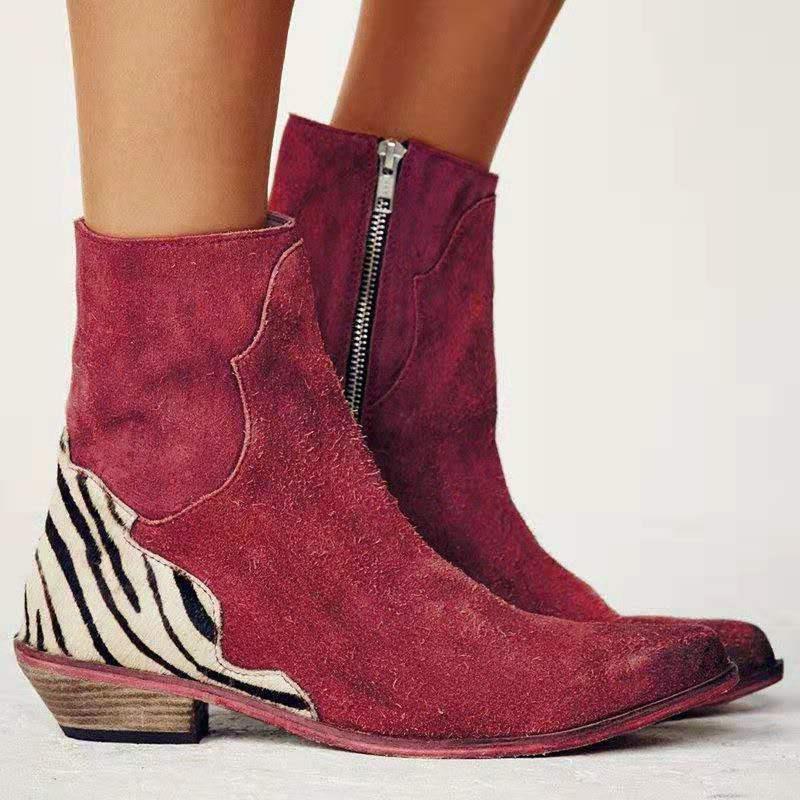 Pointed-toe Chunky Low-heel Side-zip Ankle Boots For Women foto 5