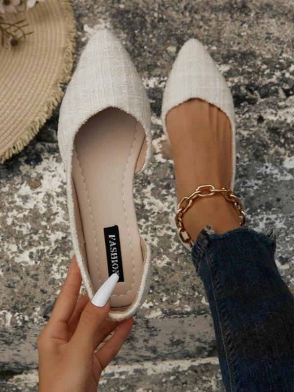 Women's Solid Color Pointed Toe Flat Shoes Fashionable Slip foto 2