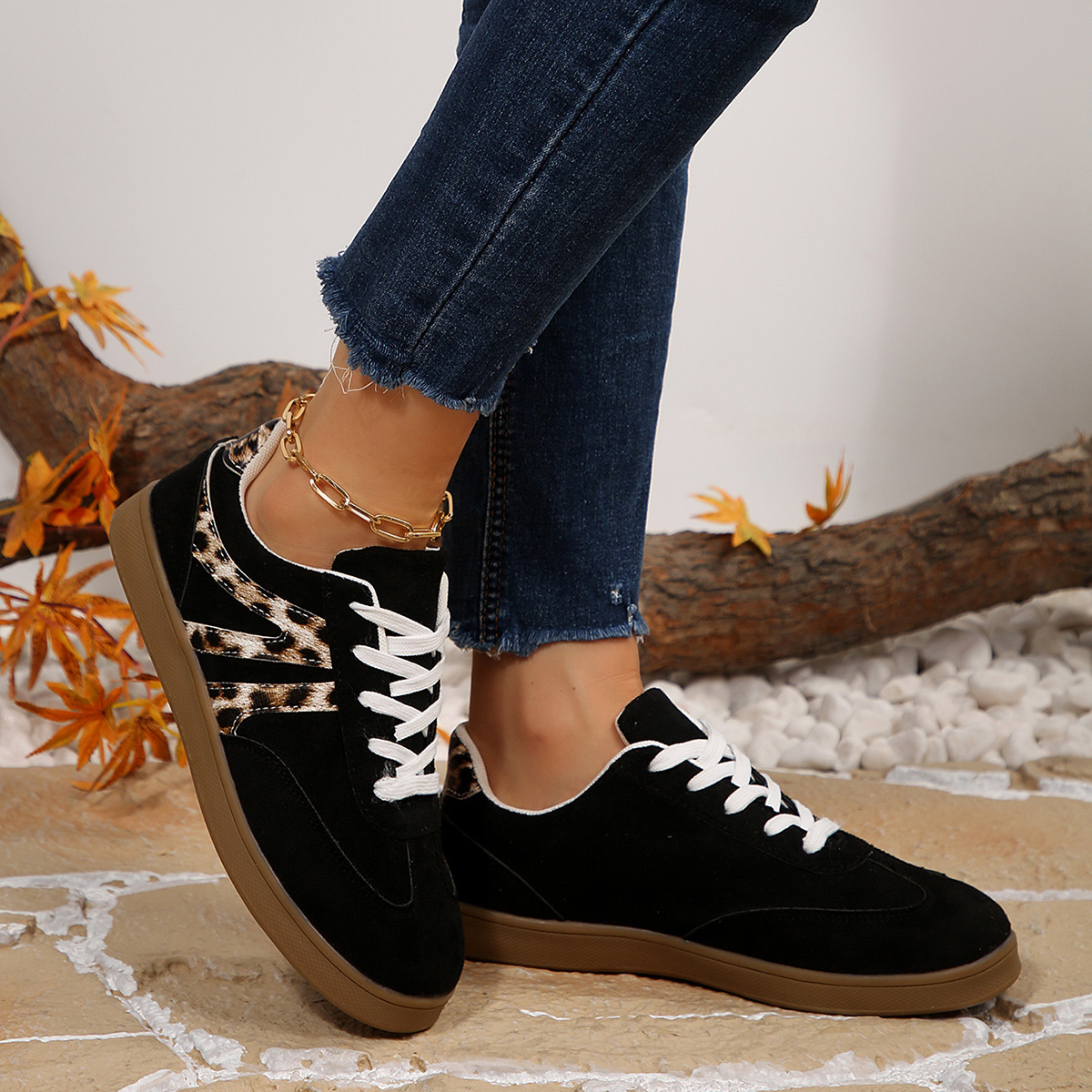Women's Large Size Vintage Leopard Print Board Shoes foto 5