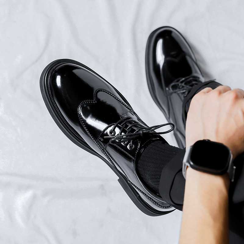 Mid-top British Patent Leather Shoes Big Toe All-match foto 3