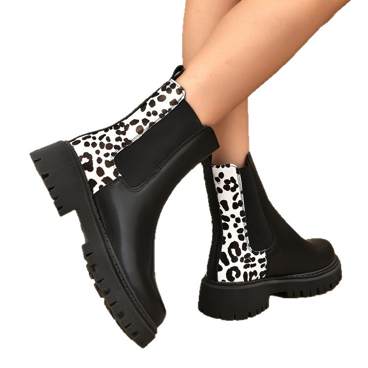 Round-toe Chunky-heel Patchwork Casual All-matching Boots foto 5
