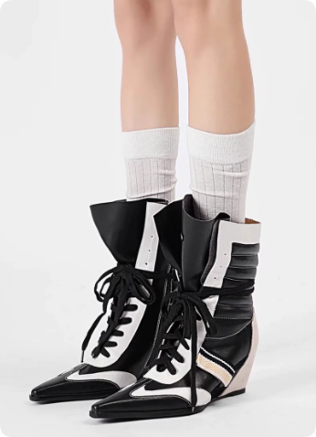 Women's Pointed Toe Retro Colorblock Fashion Ankle Boots foto 4