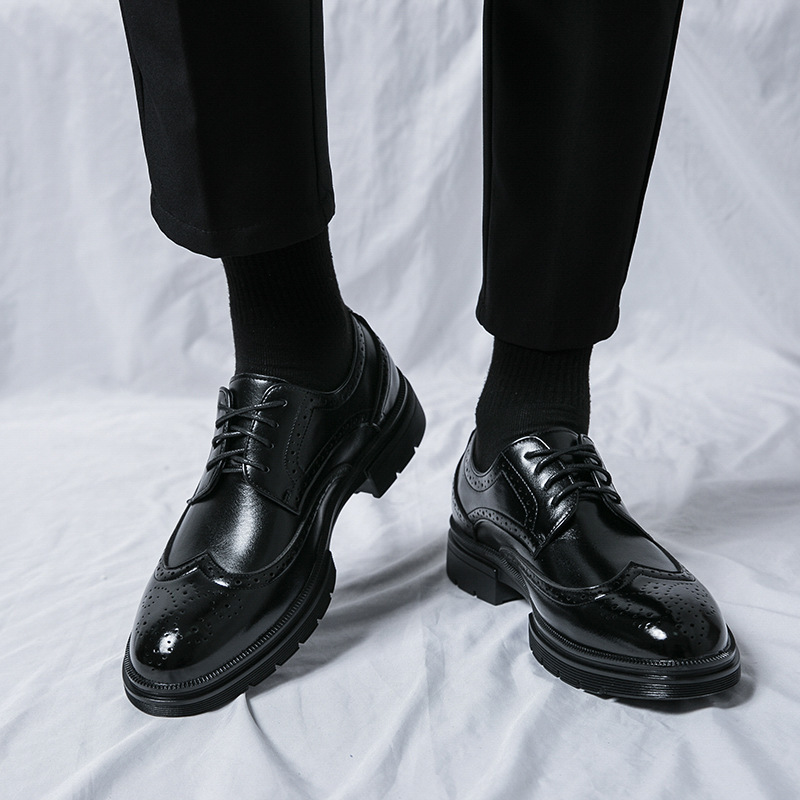 Spring And Autumn Men's Brogue Business Formal Wear Leather Shoes foto 5