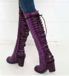 Womens Over-the-knee Boots With Back Lacing And Chunky High Heels foto 2