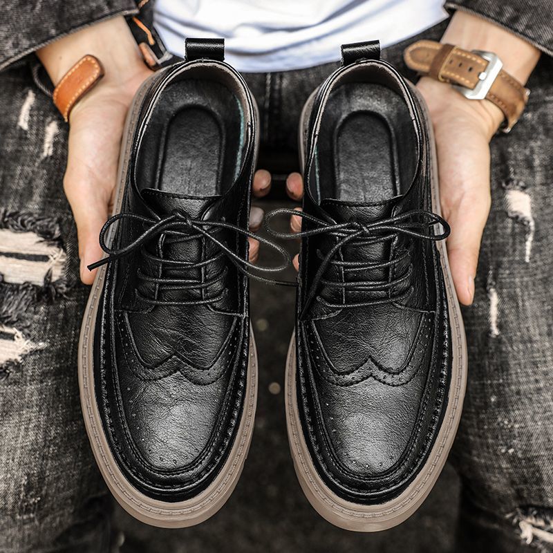 Casual Breathable Versatile And Trendy British Leather Board Shoes foto 4