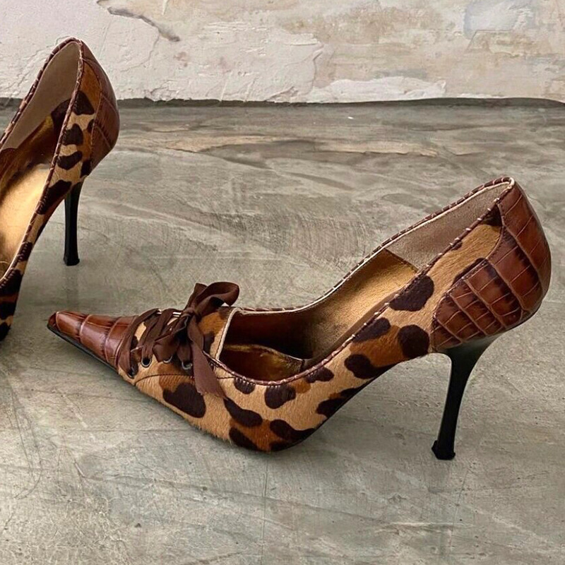Pointed-toe Stiletto Heel Lace-up Womens Heels foto 5