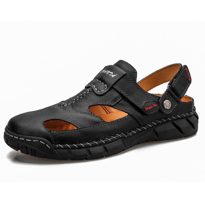 Mens Trendy Large-size Sandals With Velcro And Stitched Detailing foto 3