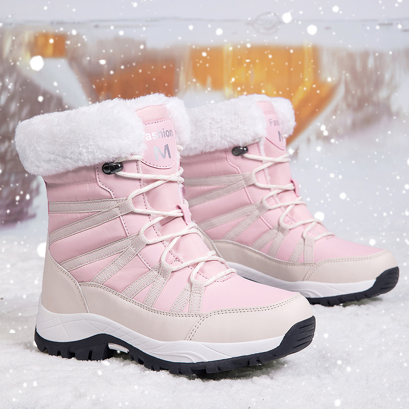 Womens Warm Mid-Calf Fleece-Lined Thick Cotton Shoes foto 2