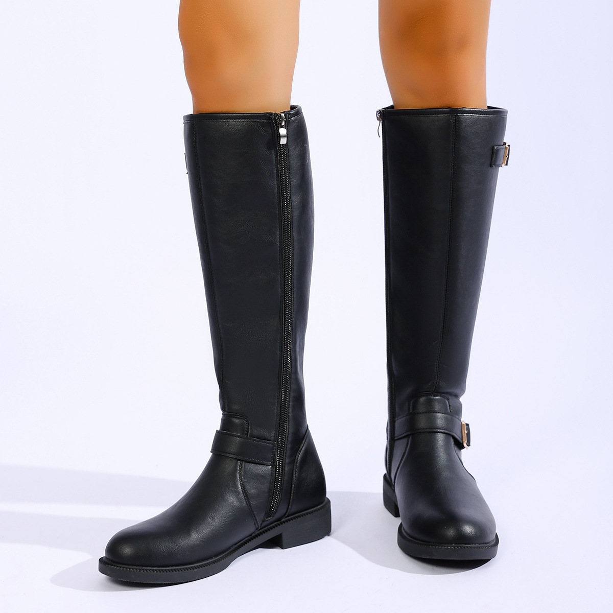 Stylish Mid-heel Brown Straight-leg Boots For Women foto 5