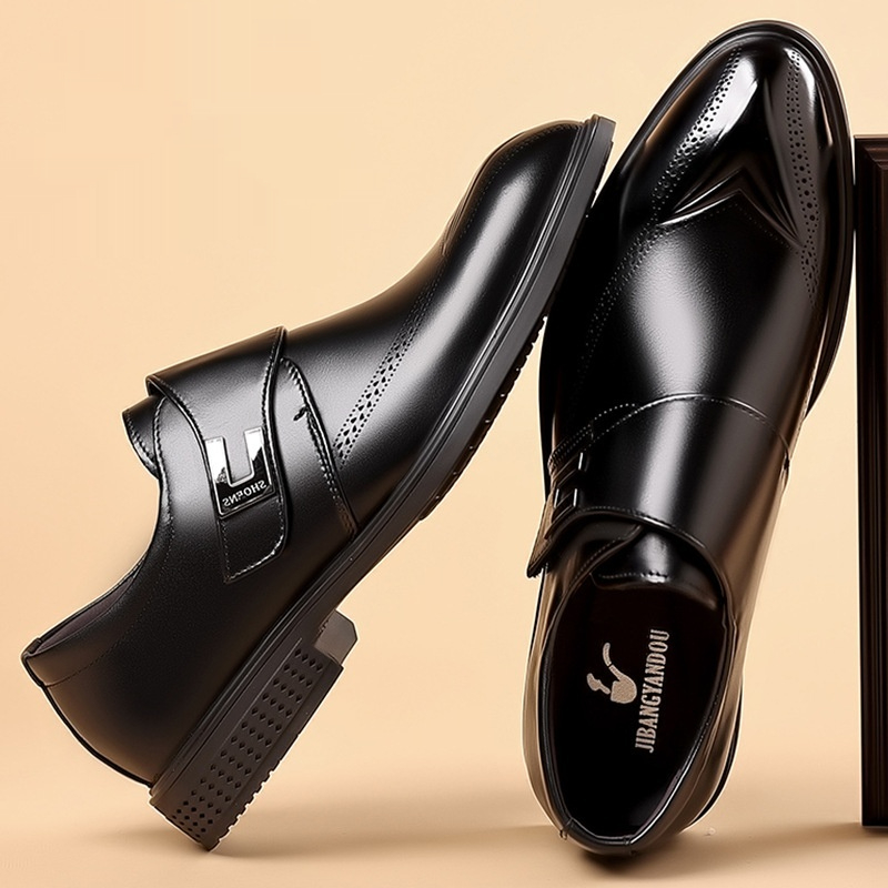 Mens Leather Shoes Made From Full-Grain Cowhide With A Pipe-Shaped Toe foto 2