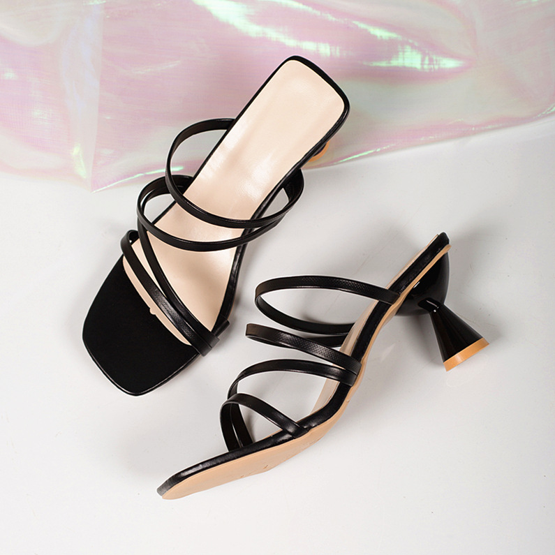 Plus-size Fish-mouth Fashionable Square-toe Stiletto-heeled Outdoor Sandals For Women foto 5