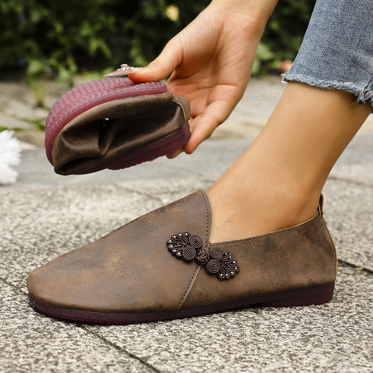 New Slippers Retro Buckle Closed-toe Slippers Women foto 4