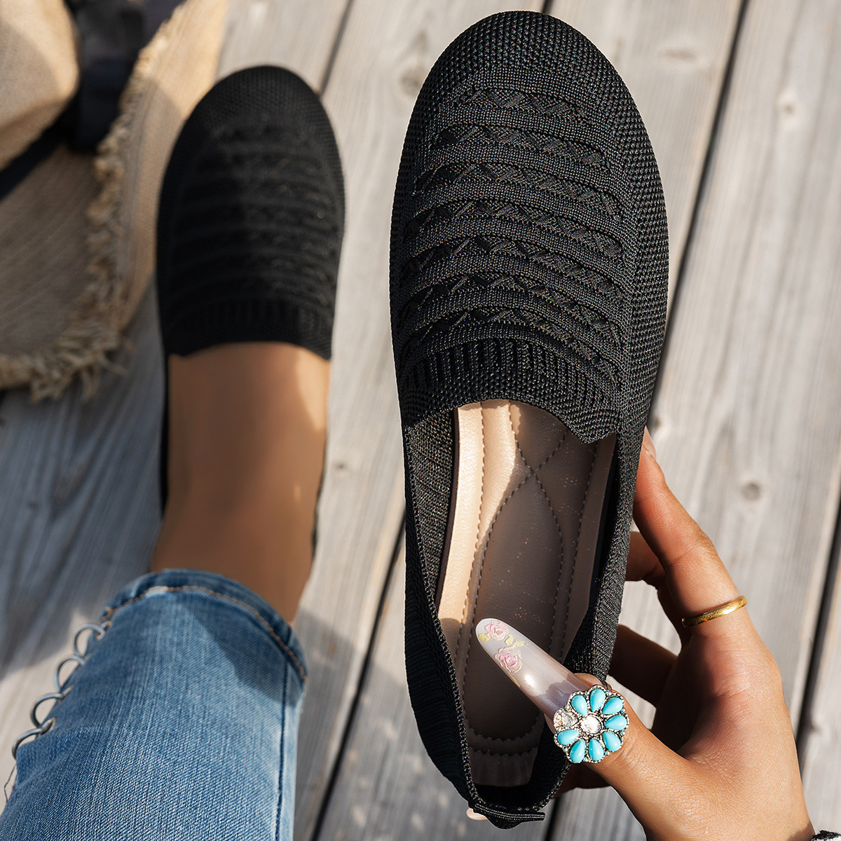 Plus-size Breathable Low-cut Knit Shoes For Women foto 4