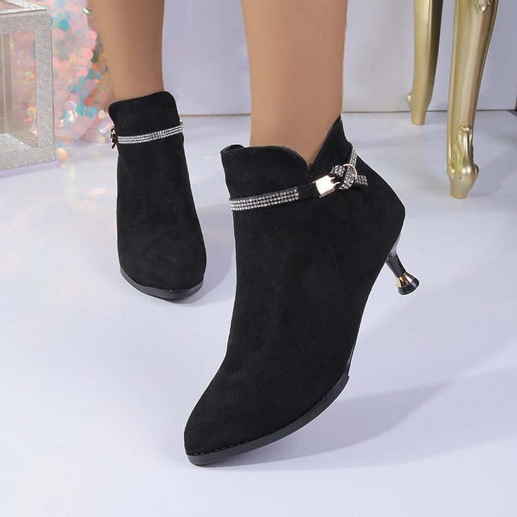 Fleece-lined Womens Shoes, Pointed-toe Stiletto Booties Short Shaft foto 2