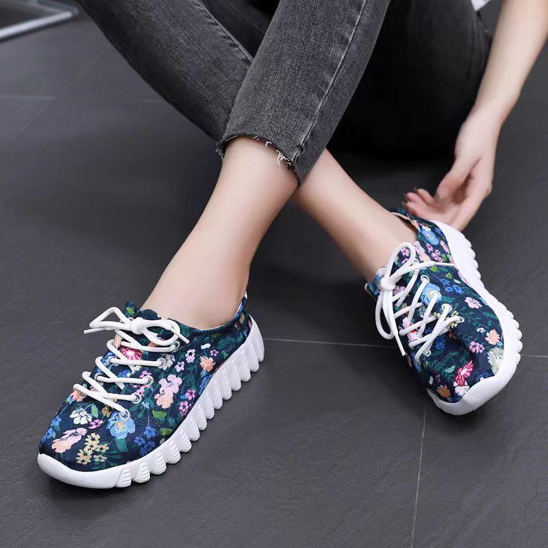 Womens Soft-soled Non-slip Casual Floral-print Sneakers foto 3
