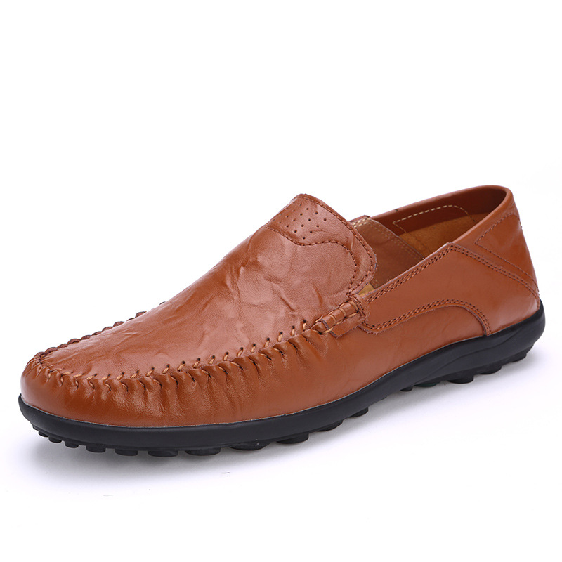 Men's Casual Leather Shoes Lightweight And Versatile British-style Round Toe foto 4