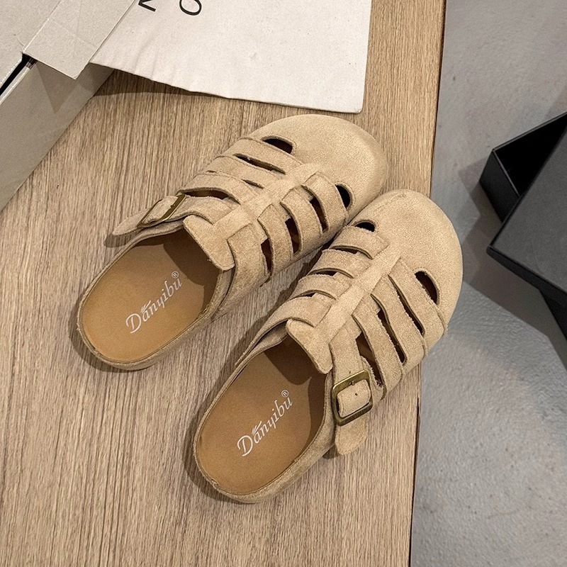 Women's Summer Outdoor Sandals - Closed Toe Semi Open Vintage Style Yellow Birkenstock Inspired Footwear foto 4